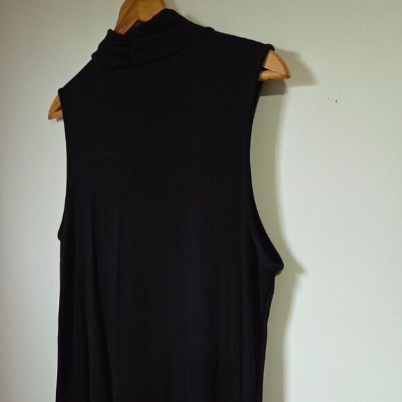 EUC ADRIENNE VITTADINI MOCK NECK BLACK MINIMALIST SLEEVELESS DRESS SIZE L - Picture 7 of 13